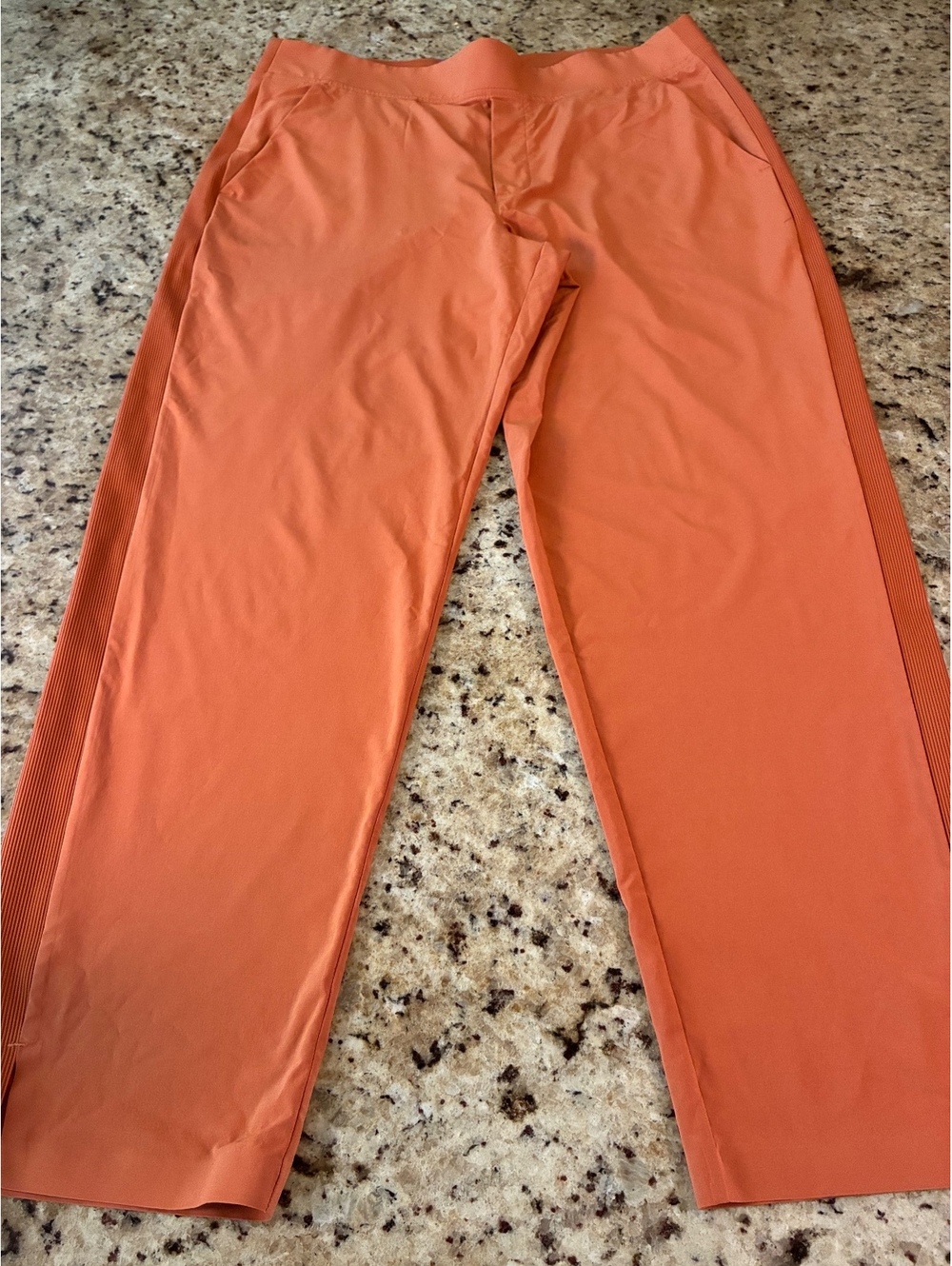 Athleta Brooklyn Ankle Pants Orange Coral Sunset Glow Athleisure Stretch Size 14